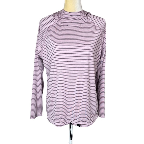Skechers Women Stripped hoodie Long sleeves Sz L Pink With Black - Picture 2 of 14